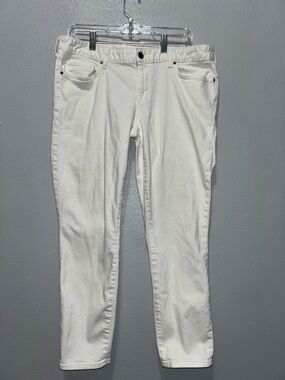 Eddie Bauer  White Slightly Curvy Skinny Ankle Jeans Size 14